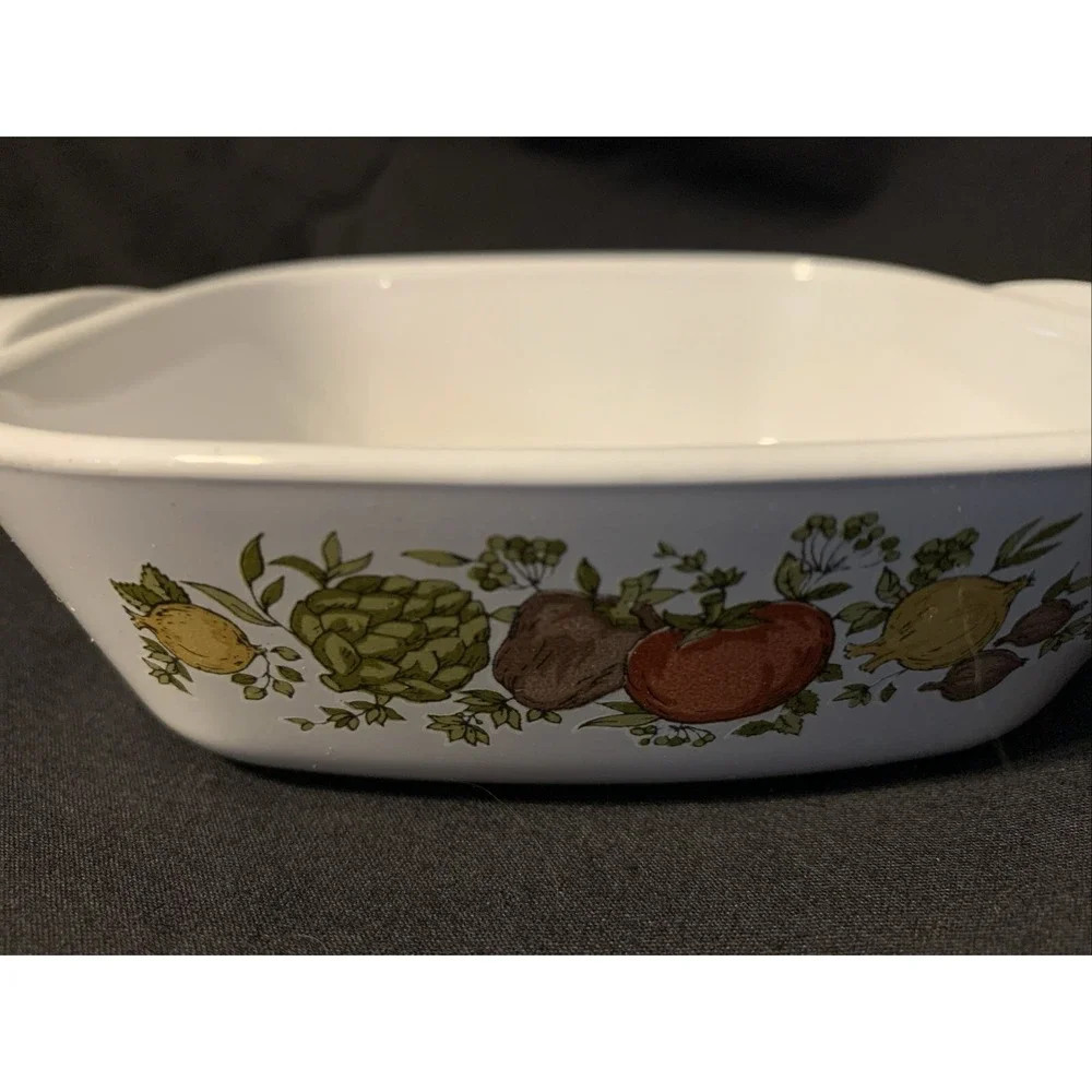 Vintage Corning Ware Baking Dish‎ Size 1 3/4 Cup Square Spice Of Life Petite